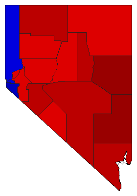 1958 Nevada County Map of General Election Results for Governor