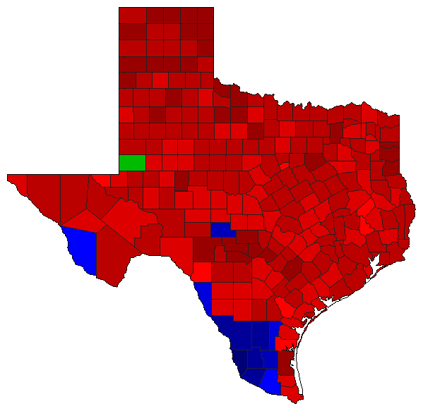1958 Texas County Map of Democratic Primary Election Results for Governor