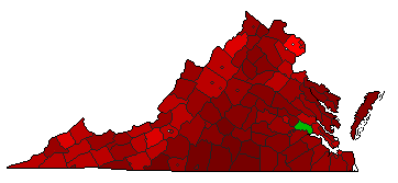1958 Virginia County Map of General Election Results for Senator