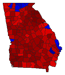 1960 Georgia County Map of General Election Results for President