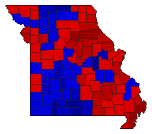 1960 Missouri County Map of General Election Results for Governor