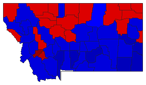 1960 Montana County Map of General Election Results for President