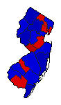1960 New Jersey County Map of General Election Results for President