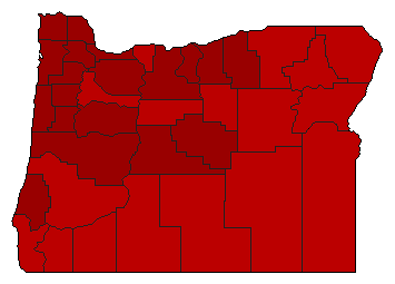 1960 Oregon County Map of Democratic Primary Election Results for Secretary of State