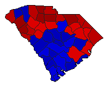 1960 South Carolina County Map of General Election Results for President