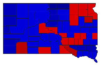 1960 South Dakota County Map of General Election Results for State Auditor