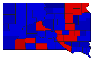 1960 South Dakota County Map of General Election Results for State Treasurer