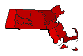 1962 Massachusetts County Map of Democratic Primary Election Results for State Treasurer