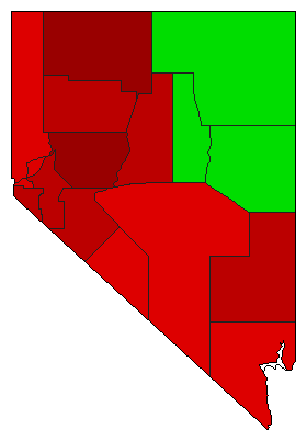 1962 Nevada County Map of Democratic Primary Election Results for State Treasurer