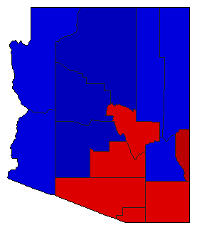 1962 Arizona County Map of General Election Results for Governor