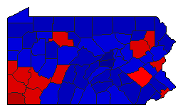 1962 Pennsylvania County Map of General Election Results for Lt. Governor