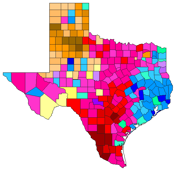 1962 Texas County Map of Democratic Primary Election Results for Governor