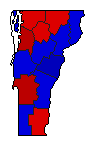 1962 Vermont County Map of Democratic Primary Election Results for Senator