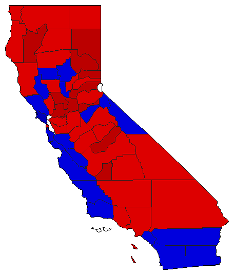 1962 California County Map of General Election Results for Lt. Governor