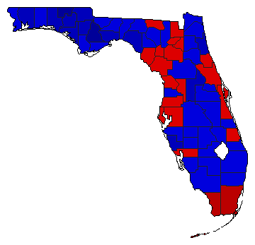 1964 Florida County Map of General Election Results for President