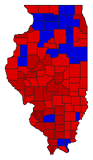 1964 Illinois County Map of General Election Results for President