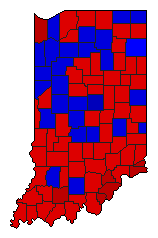 1964 Indiana County Map of General Election Results for Senator