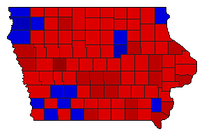 1964 Iowa County Map of General Election Results for Lt. Governor