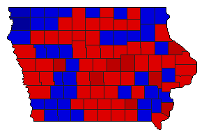 1964 Iowa County Map of General Election Results for State Treasurer