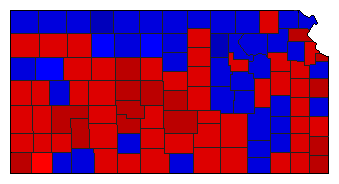 1964 Kansas County Map of General Election Results for President