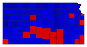 1964 Kansas County Map of General Election Results for Governor