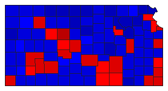 1964 Kansas County Map of General Election Results for State Treasurer