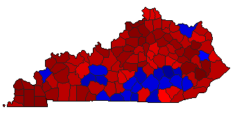 1964 Kentucky County Map of General Election Results for President