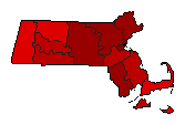 1964 Massachusetts County Map of General Election Results for Secretary of State