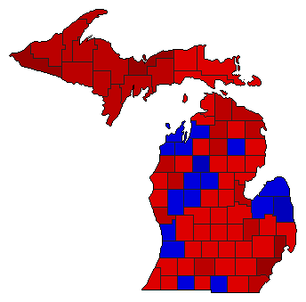 1964 Michigan County Map of General Election Results for Senator
