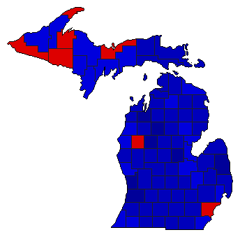 1964 Michigan County Map of General Election Results for Governor