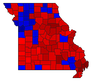 1964 Missouri County Map of Democratic Primary Election Results for Governor