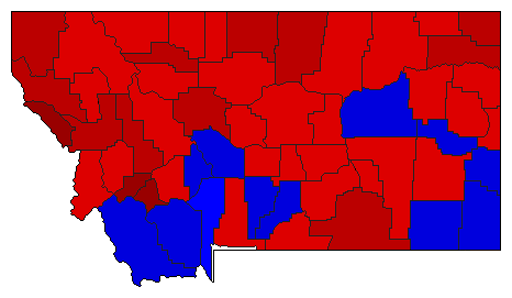 1964 Montana County Map of General Election Results for President