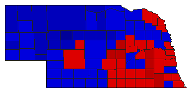 1964 Nebraska County Map of General Election Results for President