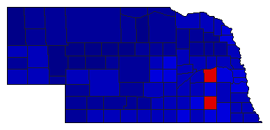 1964 Nebraska County Map of General Election Results for Secretary of State