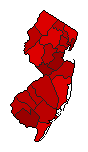1964 New Jersey County Map of General Election Results for President
