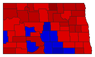 1964 North Dakota County Map of General Election Results for Senator