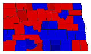 1964 North Dakota County Map of General Election Results for State Treasurer