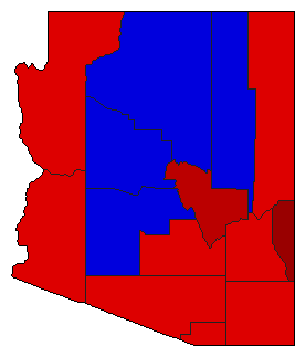 1964 Arizona County Map of General Election Results for President