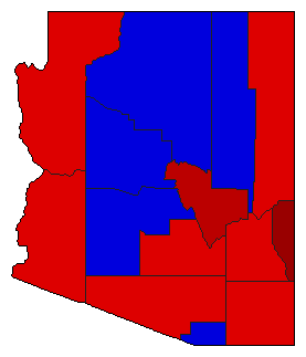 1964 Arizona County Map of General Election Results for Senator