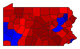 1964 Pennsylvania County Map of Democratic Primary Election Results for Senator