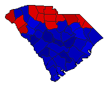 1964 South Carolina County Map of General Election Results for President