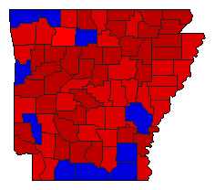 1964 Arkansas County Map of General Election Results for President