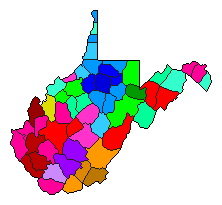 1964 West Virginia County Map of Democratic Primary Election Results for Agriculture Commissioner