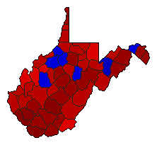 1964 West Virginia County Map of General Election Results for Senator