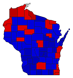 1964 Wisconsin County Map of General Election Results for Governor