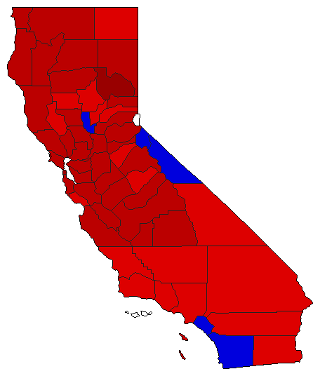 1964 California County Map of General Election Results for President