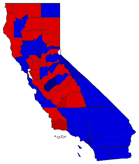 1964 California County Map of General Election Results for Senator
