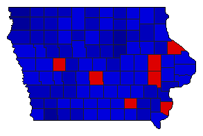 1966 Iowa County Map of General Election Results for Secretary of State