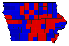 1966 Iowa County Map of General Election Results for State Treasurer
