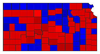 1966 Kansas County Map of General Election Results for Governor